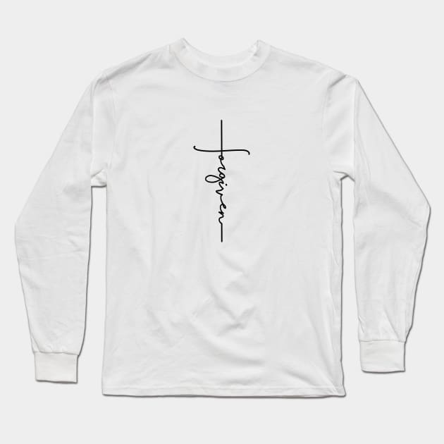 Forgiven Christian Cross Long Sleeve T-Shirt by walkbyfaith